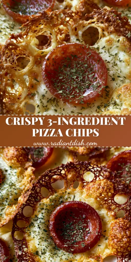 A close-up of crispy air-fryer pizza chips with lacy toasted mozzarella edges and cupped pepperoni on white parchment paper. (Pizza chips recipe)