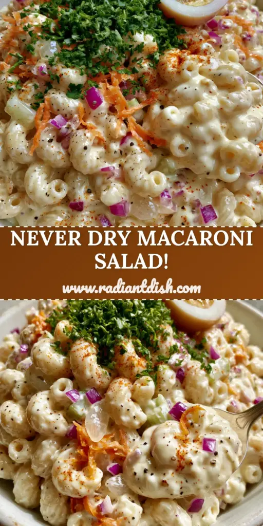 A close-up shot of the ultimate creamy Macaroni salad recipe featuring jammy eggs and fresh parsley. (Macaroni salad recipe)