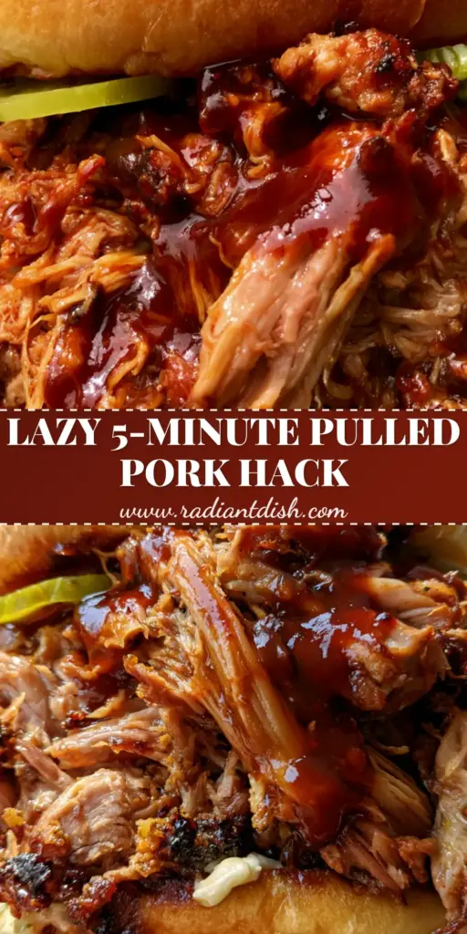 Slow Cooker BBQ Pulled Pork Sandwiches with Dr Pepper Glaze 4 A close-up vertical shot of a slow cooker bbq pulled pork sandwich held in a hand, dripping with glossy mahogany sauce and topped with pickles.