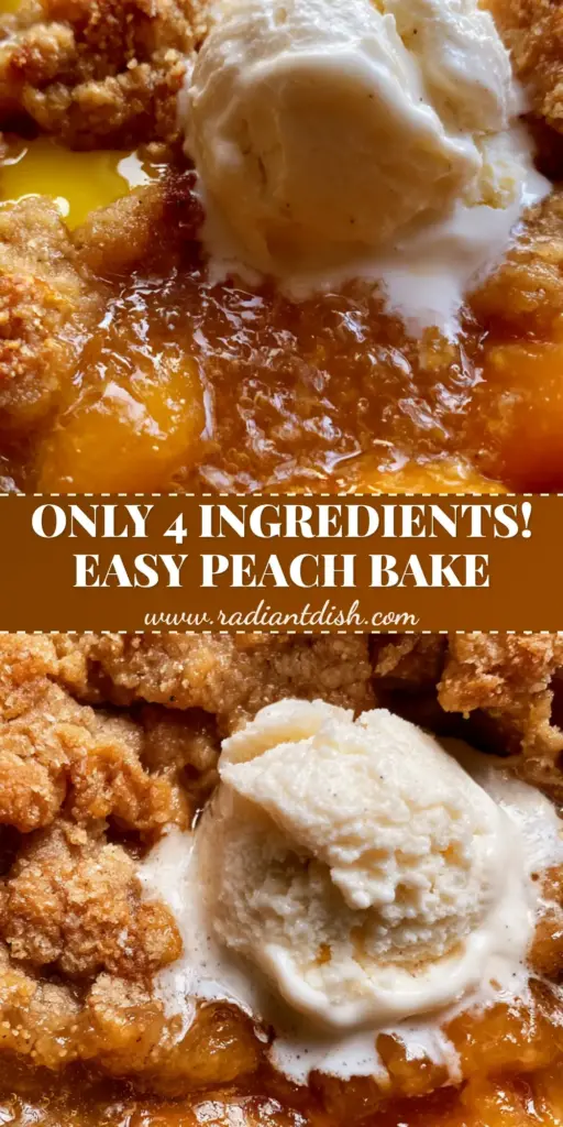 Slow Cooker Peach Bake with Golden Butter Crumble and Vanilla Bean 4 A top-down macro shot of a slow cooker peach bake with bubbling amber syrup, golden crumble, and a melting scoop of vanilla bean ice cream.