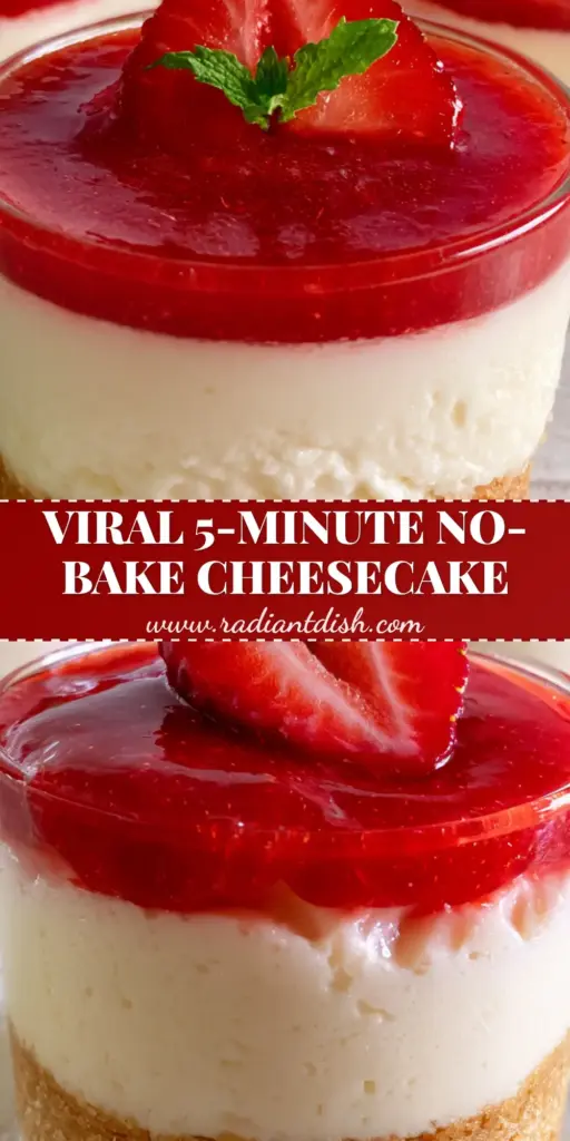 No Bake Desserts: Elegant Strawberry Vanilla Bean Cream Cheese Parfaits 4 Three elegant glass dessert cups featuring layered graham cracker crust, ivory cream cheese filling, and glossy strawberry coulis. (No bake desserts)
