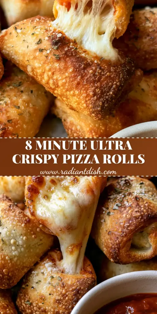 Air Fryer Pizza Rolls: The Ultimate Crispy Homemade Guide 4 A towering pile of crispy, golden-brown air fryer pizza rolls with one pulled apart to show a long mozzarella cheese pull.