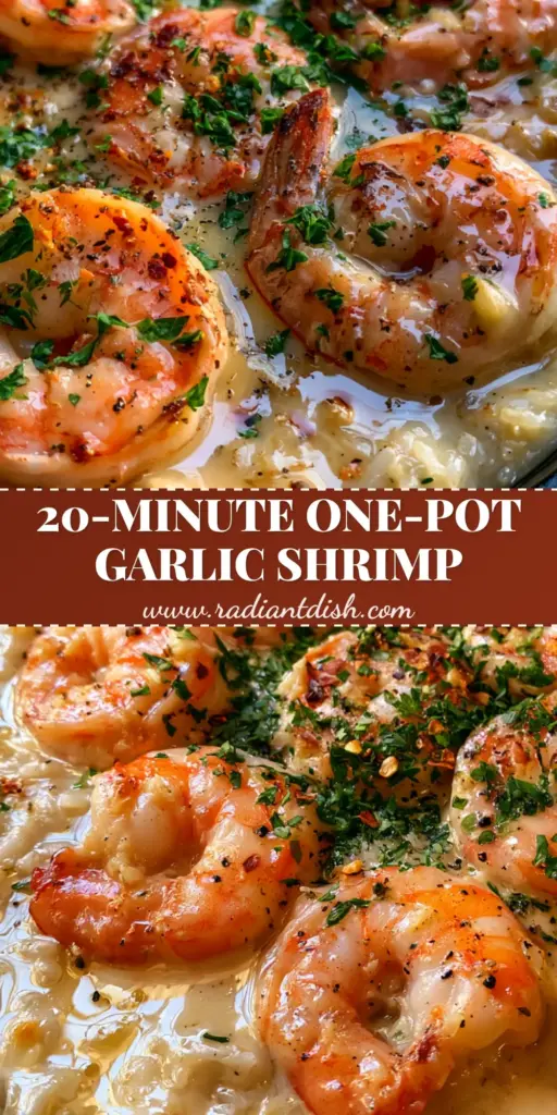Creamy Garlic Butter Shrimp and Rice: The Ultimate One-Pan Comfort Meal 4 Top-down view of a cast iron skillet containing Creamy Garlic Butter Shrimp and Rice with charred lemon and fresh parsley.