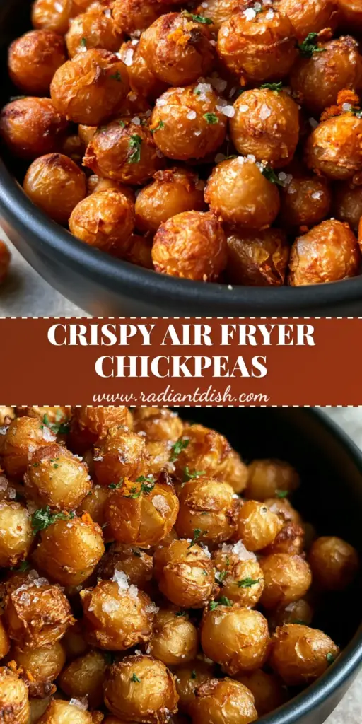 Crispy Chickpea Snack Bites: The Ultimate Air-Fried Crunchy Guide 3 A heap of deep golden-brown Crispy Chickpea Snack Bites in a matte black bowl with blistered skins and smoked paprika dusting.