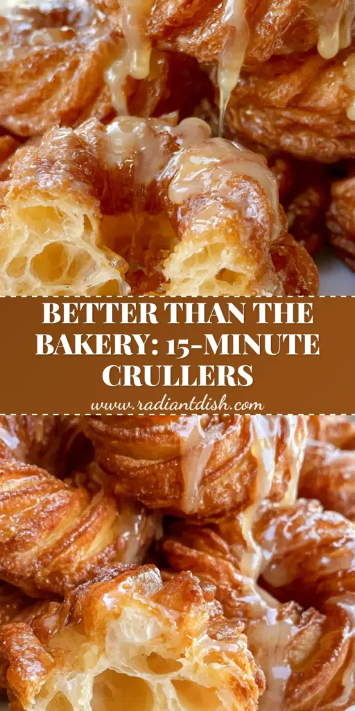 French Crullers: The Ultimate Airy Honey-Glazed Choux Donut Recipe 3 A stack of golden brown French Crullers with deep spiraled ridges and a thick honey glaze dripping down, showcasing a light honeycomb interior.