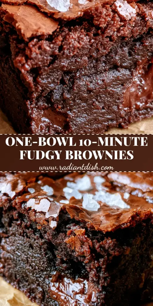 A close-up shot of thick, fudgy brownies with a shiny crackle crust and flaky sea salt on parchment paper. (brownies)