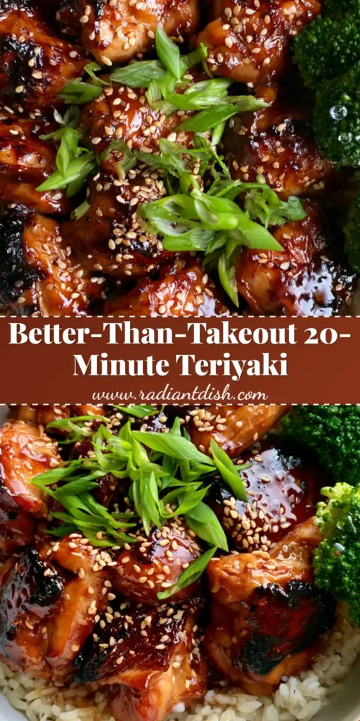 A close-up view of glossy teriyaki chicken with charred edges served over jasmine rice and steamed broccoli in a ceramic bowl. (teriyaki chicken)