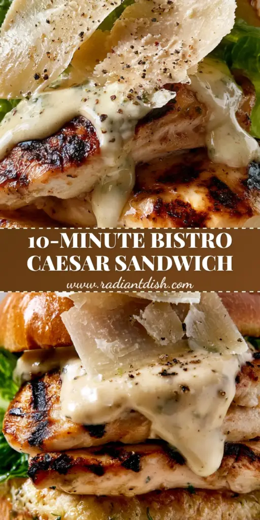 Chicken Caesar Sandwich: The Ultimate Gourmet Garlic Brioche Recipe 3 A gourmet Chicken Caesar Sandwich on a toasted garlic brioche bun with glossy dressing, grilled chicken with char marks, and shaved parmesan.